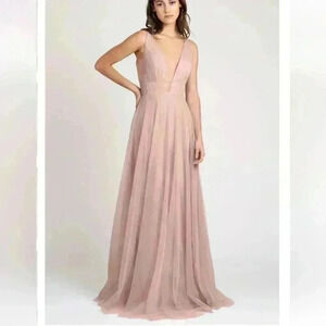Jenny Yoo Kaelyn Long Bridesmaid Dress in whipped Apricot size 12 NWT